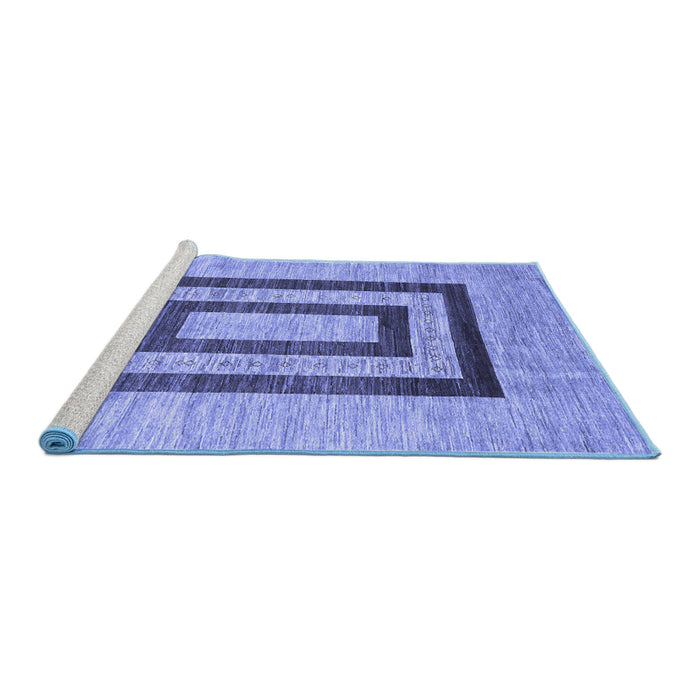 Sideview of Machine Washable Abstract Blue Contemporary Rug, wshcon326blu