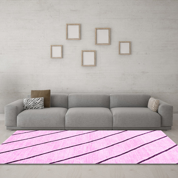 Machine Washable Solid Pink Modern Rug in a Living Room, wshcon327pnk