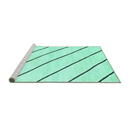 Sideview of Machine Washable Solid Turquoise Modern Area Rugs, wshcon327turq