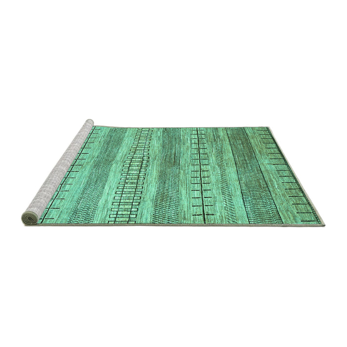 Sideview of Machine Washable Abstract Turquoise Contemporary Area Rugs, wshcon328turq