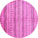 Round Abstract Pink Contemporary Rug, con328pnk