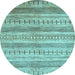 Round Machine Washable Abstract Light Blue Contemporary Rug, wshcon328lblu