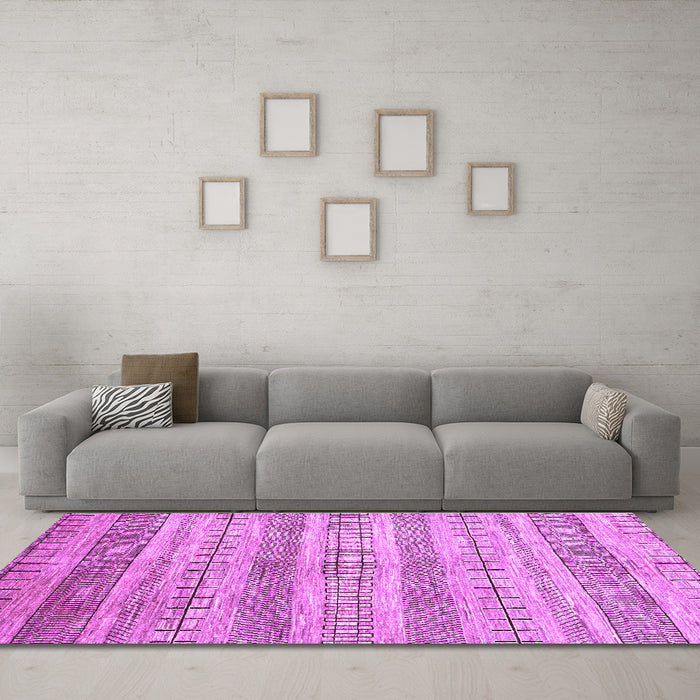 Machine Washable Abstract Purple Contemporary Area Rugs in a Living Room, wshcon328pur