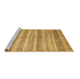 Sideview of Machine Washable Abstract Brown Contemporary Rug, wshcon328brn