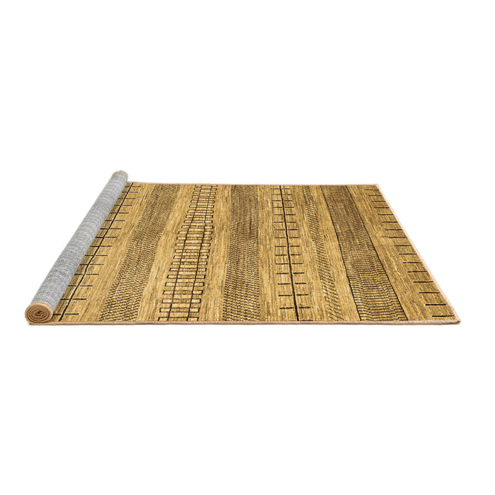 Sideview of Machine Washable Abstract Brown Contemporary Rug, wshcon328brn