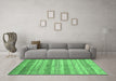 Machine Washable Abstract Emerald Green Contemporary Area Rugs in a Living Room,, wshcon328emgrn