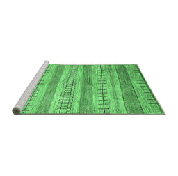 Sideview of Machine Washable Abstract Emerald Green Contemporary Area Rugs, wshcon328emgrn