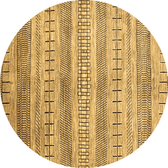 Round Abstract Brown Contemporary Rug, con328brn