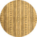 Round Abstract Brown Contemporary Rug, con328brn