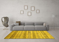 Machine Washable Abstract Yellow Contemporary Rug, wshcon328yw