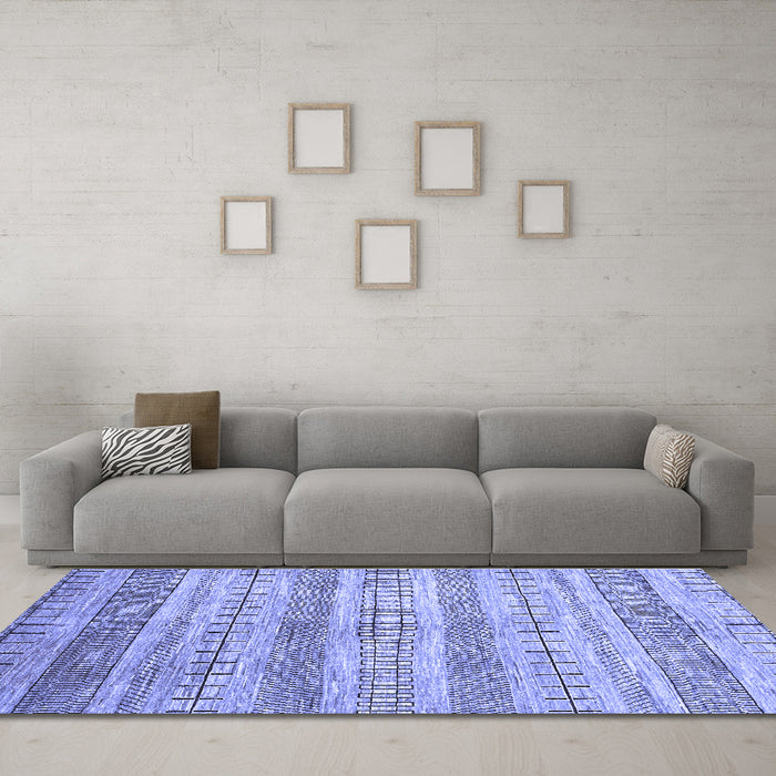 Machine Washable Abstract Blue Contemporary Rug in a Living Room, wshcon328blu