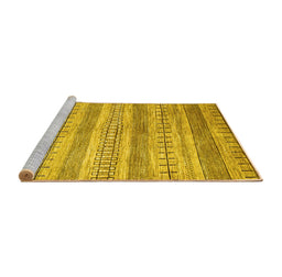 Sideview of Machine Washable Abstract Yellow Contemporary Rug, wshcon328yw
