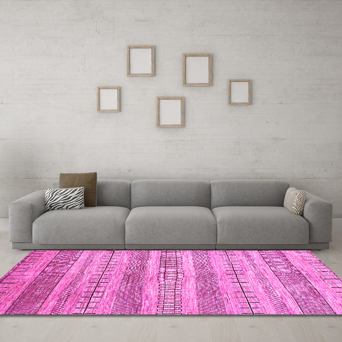 Machine Washable Abstract Pink Contemporary Rug in a Living Room, wshcon328pnk