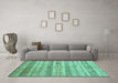 Machine Washable Abstract Turquoise Contemporary Area Rugs in a Living Room,, wshcon328turq