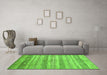 Machine Washable Abstract Green Contemporary Area Rugs in a Living Room,, wshcon328grn