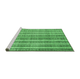 Sideview of Machine Washable Abstract Emerald Green Contemporary Area Rugs, wshcon329emgrn