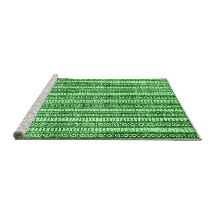 Sideview of Machine Washable Abstract Emerald Green Contemporary Area Rugs, wshcon329emgrn