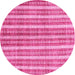 Round Machine Washable Abstract Pink Contemporary Rug, wshcon329pnk