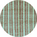 Round Abstract Light Blue Contemporary Rug, con329lblu