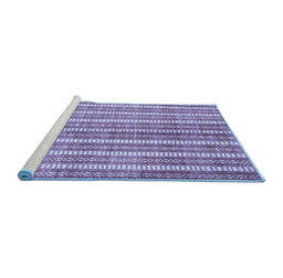Sideview of Machine Washable Abstract Blue Contemporary Rug, wshcon329blu
