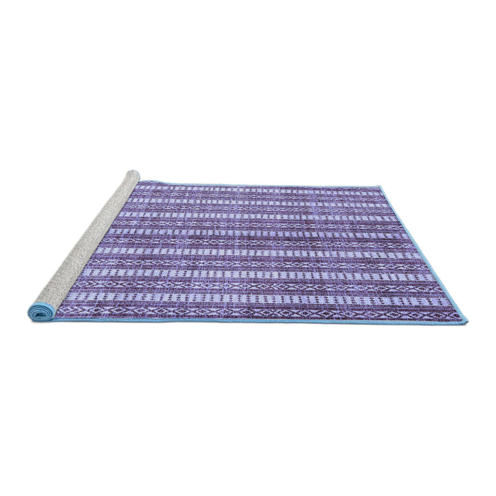 Sideview of Machine Washable Abstract Blue Contemporary Rug, wshcon329blu