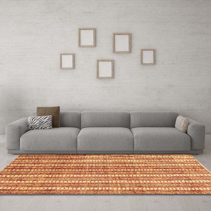 Machine Washable Abstract Brown Contemporary Rug in a Living Room,, wshcon329brn