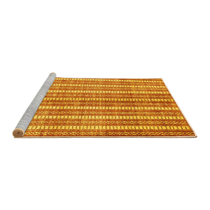 Sideview of Machine Washable Abstract Yellow Contemporary Rug, wshcon329yw