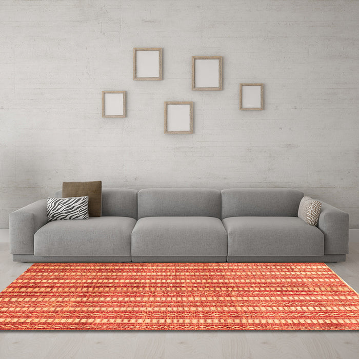 Machine Washable Abstract Orange Contemporary Area Rugs in a Living Room, wshcon329org