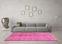 Machine Washable Abstract Pink Contemporary Rug, wshcon329pnk