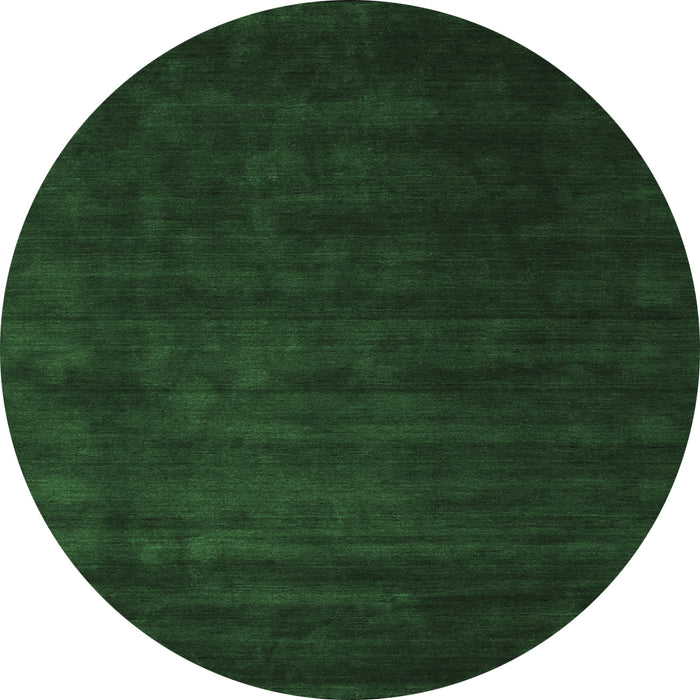 Round Machine Washable Abstract Emerald Green Contemporary Area Rugs, wshcon32emgrn