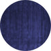 Round Abstract Blue Contemporary Rug, con32blu