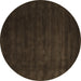 Round Abstract Brown Contemporary Rug, con32brn