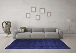 Machine Washable Abstract Blue Contemporary Rug in a Living Room, wshcon32blu