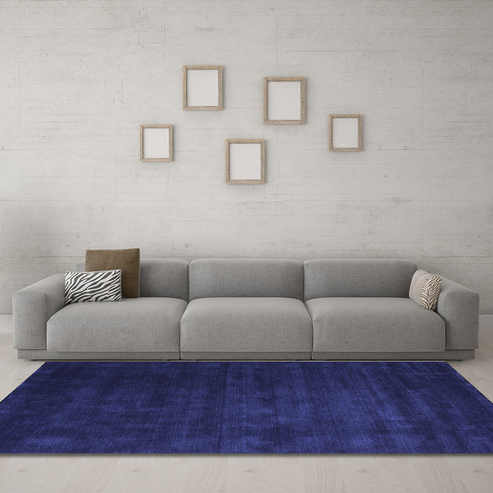 Machine Washable Abstract Blue Contemporary Rug in a Living Room, wshcon32blu