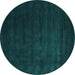 Round Abstract Turquoise Contemporary Rug, con32turq