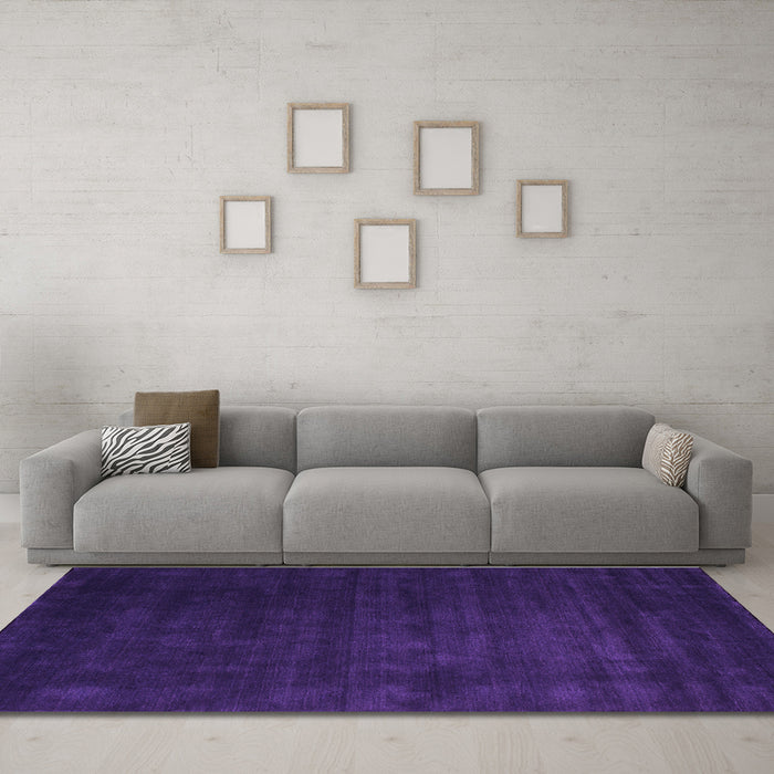 Machine Washable Abstract Purple Contemporary Area Rugs in a Living Room, wshcon32pur
