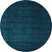 Round Abstract Light Blue Contemporary Rug, con32lblu