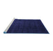 Sideview of Machine Washable Abstract Blue Contemporary Rug, wshcon32blu