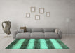 Machine Washable Abstract Turquoise Contemporary Area Rugs in a Living Room,, wshcon330turq