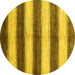 Round Machine Washable Abstract Yellow Contemporary Rug, wshcon330yw