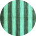 Round Abstract Turquoise Contemporary Rug, con330turq