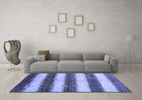 Machine Washable Abstract Blue Contemporary Rug, wshcon330blu