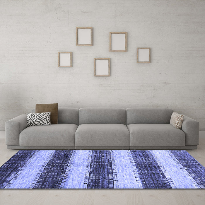 Machine Washable Abstract Blue Contemporary Rug in a Living Room, wshcon330blu