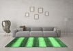 Machine Washable Abstract Emerald Green Contemporary Area Rugs in a Living Room,, wshcon330emgrn