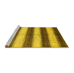 Sideview of Machine Washable Abstract Yellow Contemporary Rug, wshcon330yw