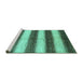 Sideview of Machine Washable Abstract Turquoise Contemporary Area Rugs, wshcon330turq