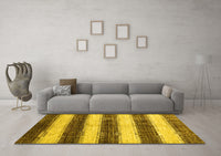 Machine Washable Abstract Yellow Contemporary Rug, wshcon330yw