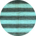 Round Abstract Light Blue Contemporary Rug, con330lblu