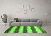 Machine Washable Abstract Green Contemporary Rug, wshcon330grn