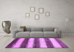 Machine Washable Abstract Purple Contemporary Area Rugs in a Living Room, wshcon330pur